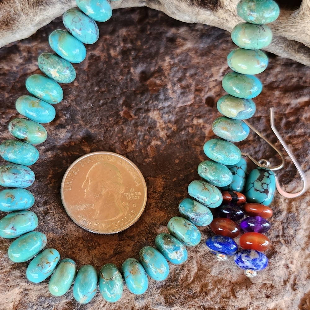 Sterling Silver Genuine Turquoise Necklace Set - Picture 13 of 17